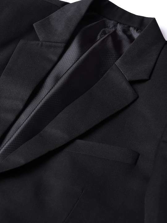 Men Black Solid Slim Fit Formal Suit