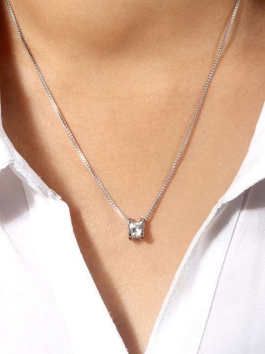 Silver-Toned Rhinestone Charm Chain