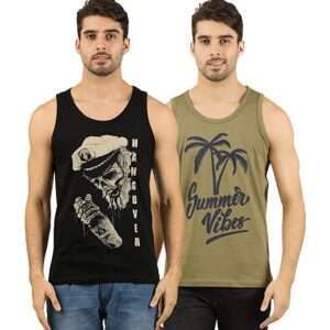 Men's Cotton Multicolour Printed Vest