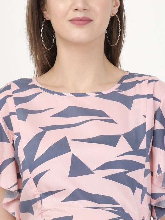 Women Pink Maternity A-Line Midi Dress - Image 3