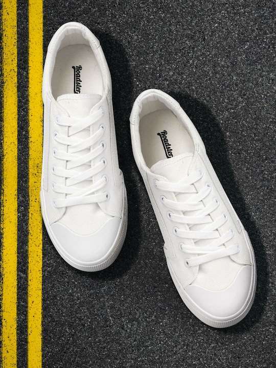 Women White Solid Sneakers - Image 2