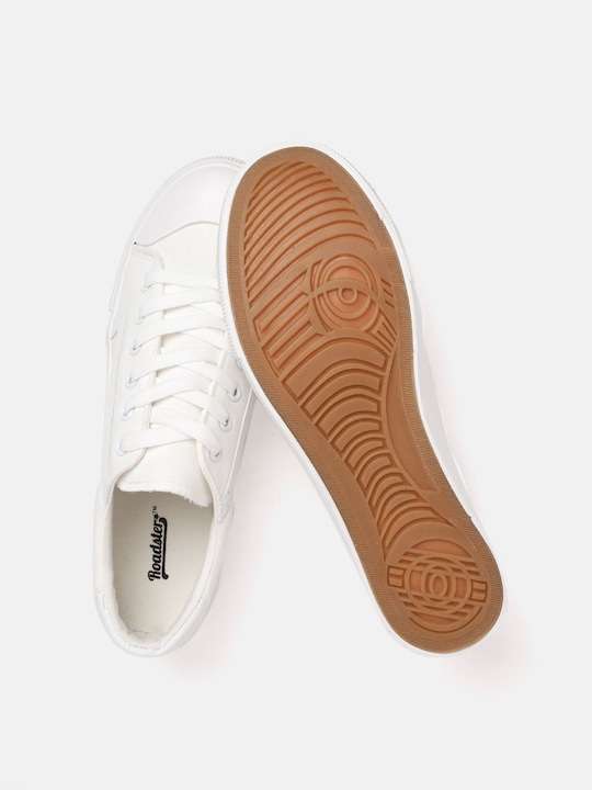 Women White Solid Sneakers - Image 5