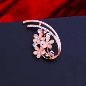 Women Rose Gold-Toned White Crystal Studded Brooch