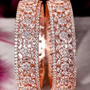 Rose Gold Plated Zirconia Stone Studded Bangles