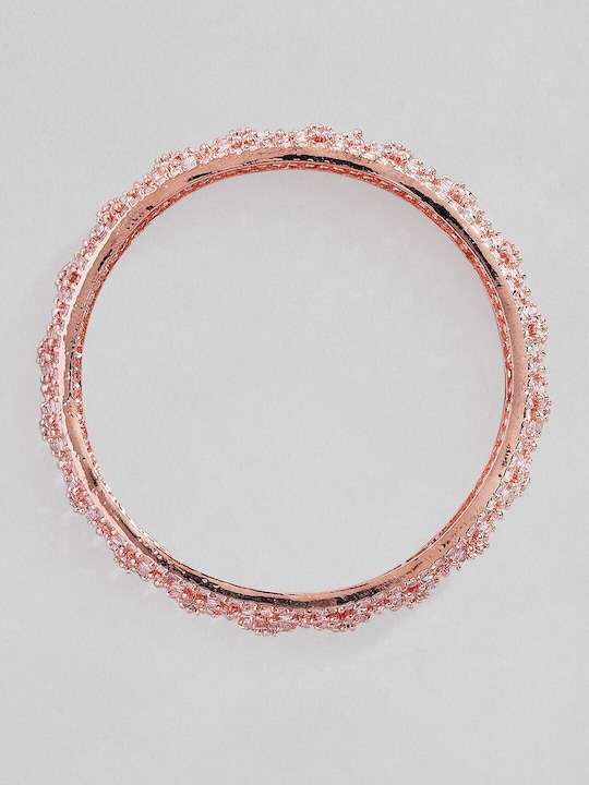 Rose Gold Plated Zirconia Stone Studded Bangles - Image 4