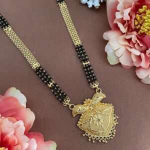 Gold-Plated Stone-Studded & Beaded Mangalsutra