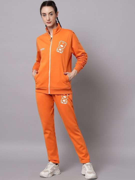 Women Orange Sports Tracksuit - Image 2