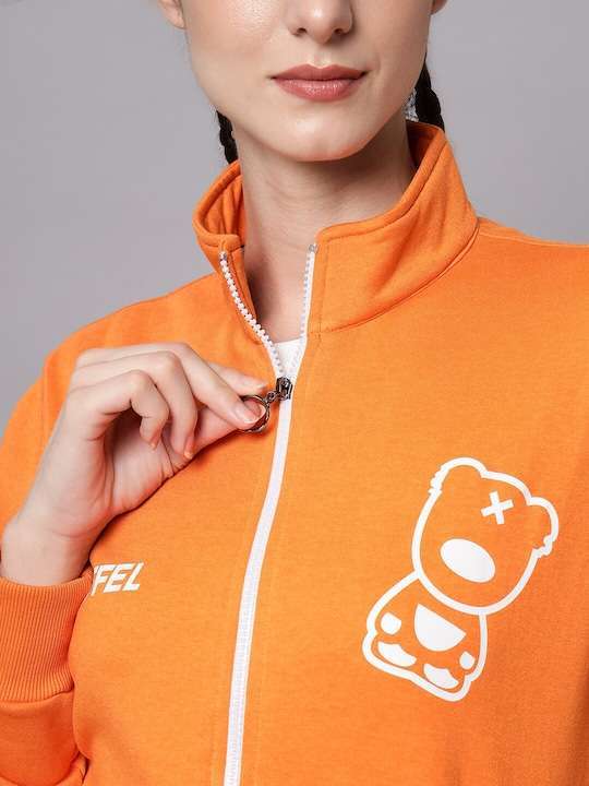 Women Orange Sports Tracksuit - Image 3