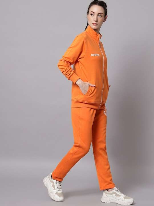 Women Orange Sports Tracksuit - Image 4