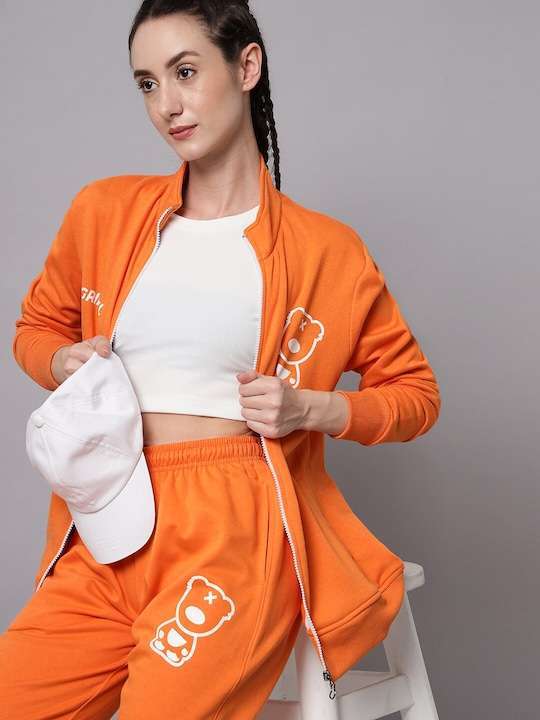 Women Orange Sports Tracksuit - Image 5