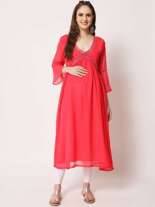 Women Maternity Georgette Kurta