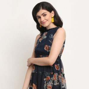 Women Floral Printed Georgette Mini Dress