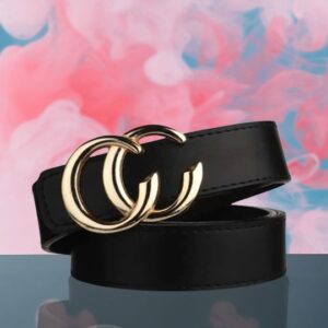 Women Black & Gold-Toned Solid Belt